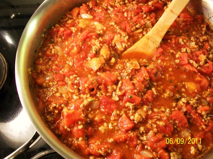  Basic Italian Meat Sauce - before simmering