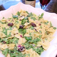 What Happens When Arugula, Baby Spinach, Artichoke Hearts, Kalamata Olives & Parmesan Meet Bowtie Pasta - Creamy Caesar Pasta Salad !