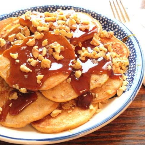 Hearty Cornmeal Pancakes with Cinnamon and Walnuts - My Yellow Farmhouse.com