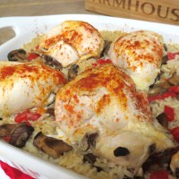 Chicken Breasts 'n Rice with Roasted Red Peppers, Mushrooms and White Wine